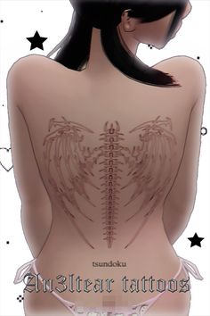 the back of a woman with tattoos on her chest