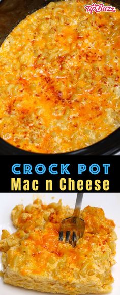 the crock pot mac n cheese casserole is ready to be cooked in the slow cooker