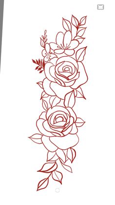 a line drawing of roses on a white background