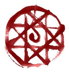 the symbol is drawn in red ink on a white background