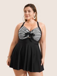 Vacation Board, Plus Size Swim, Trendy Swimwear, Swimwear Women, Tie Knots, Swim Dress, Cross Straps, Modern Woman, Womens Swimwear