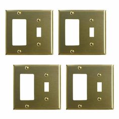 (4) pieces Our solid brass switch plates have a baked on finish that outlasts normal lacquer finishes. Every plate is protected with a peel-away plastic coating for protection in shipping. Solid brass screws are included. Size: Pack of 4.  Color: Gold. Brass Switch Plates, Plastic Coating, Switch Plates, Dimmer Switch, Brushed Brass, Metal Decor, Plates On Wall, Antique Brass, Solid Brass