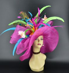 Art Hats, Tea Hat, Diy Hats, Fuchsia Wedding, Tea Hats, Hat Tea Party, Derby Fashion, Sinamay Hats, Hat Party