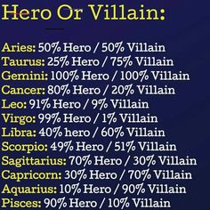 the zodiac sign for hero or villain