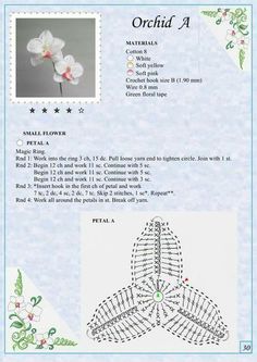 the instructions for crocheted orchids are shown in this manual, which shows how to