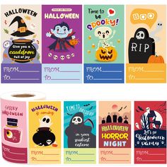 halloween party printables for kids and adults, with colorful designs on the front