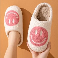 Plush And Cozy Nwot Smiley Face Slippers. Size 11 To 11 1/2. White With Pink Smiley Face. With Their Soft And Warm Material You’ll Feel Like You’re Walking On Clouds. Questions? Leave A Comment Below! Dorm Slippers, Preppy Slippers, Smile Face Slippers, Smile Slippers, Happy Face Slippers, Smiley Face Slippers, Pink Smiley Face, Pink Smiley, Man Pillow