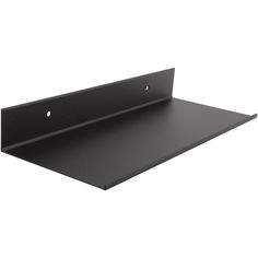 a black shelf with two holes on the bottom and one hole in the middle for mounting