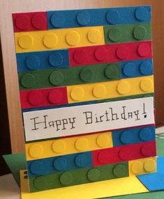 a birthday card made out of lego blocks