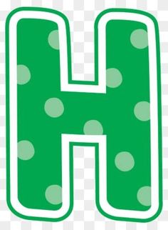 the letter h with green and white polka dots