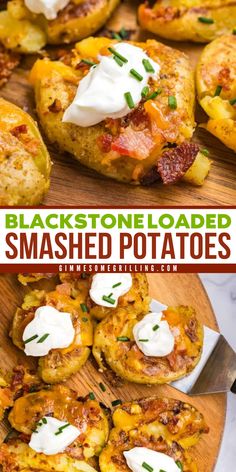 This delicious Blackstone smashed potatoes recipe is loaded with crispy bacon and melted cheese, making it the perfect comfort food for any occasion. Easy to make and guaranteed to be a crowd-pleaser! Loaded Smashed Potatoes, Tasty Potato Recipes, Potato Side Dishes Easy, Smashed Potatoes Recipe, Easy Vegetable Side Dishes, Crispy Smashed Potatoes, Cheese Making