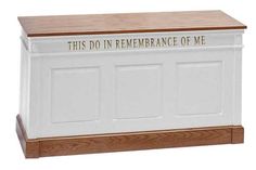 this do'n remembrance box is white with gold lettering on the front and sides