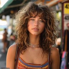 30 Curly Hair Cut Ideas Long Curly 70s Hair, Curly Shag With Bangs Round Faces, Curly Wolfcut With Bangs, Loose Curls With Bangs, Layered Curly Hair With Bangs, Curly Lob With Bangs, Curly Wolf Cut With Bangs, Curly Hair Cuts With Layers And Bangs, Elegant Curly Hair