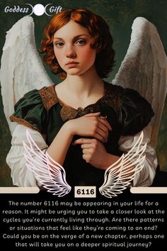 an angel with red hair and white wings is shown in this ad for god's gift