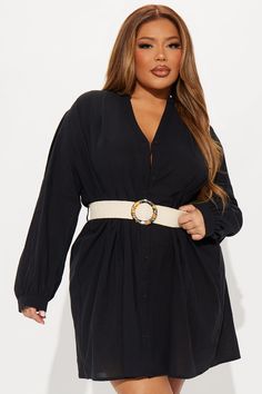 Available In Black. Mini Shirt Dress Collar Neckline 3/4 Puff Sleeve Button Up Belted Non Stretch Length = 33" 100% Cotton Imported | Ayami Mini Shirt Dress in Black size Small by Fashion Nova Black Button-up Mini Dress For Party, Button-up Mini Dress With Button Cuffs For Daywear, Black Fitted Button-up Shirt Dress, Black Oversized Button-up Shirt Dress, Black Button-up Mini Dress For Daywear, Mini Shirt Dress, Black Shirt Dress, Collar Dress, Matching Dresses