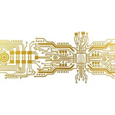 an electronic circuit board in gold and white