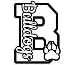 the letter b with an animal's paw on it is shown in black and white