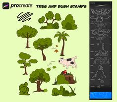 an image of tree and bush stamps for children to use in crafts or scrapbooking