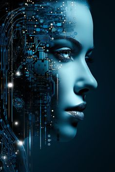 Woman representing artificial intelligence statistics Programmer Humor, Technology Wallpaper, Arte Cyberpunk, Blue Eyeshadow, Art Challenge, Makeup Trends, 3d Animation, Ganesha