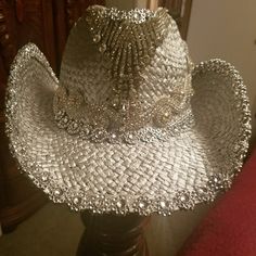 Cowboy Custom Luxury Women's Cowboy Hat, Embellished Cowgirl Hat, Luxury Wide Brim Cowboy Hat For Western-themed Events, Luxury Vintage Cowboy Hat With High Crown, Luxury Women's Cowboy Hat For Western-themed Events, Badazzel Cowboy Hat, Cowboy Hats For Women, Painted Hats, Cowgirl Hat