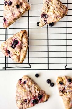 blueberry scones cooling on a wire rack