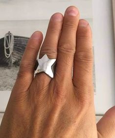 Silver Star Ring Statement Ring Minimalist Ring Unisex - Etsy Silver Star Ring, Geometric Ring, Ring Minimalist, Minimalist Ring, Unisex Ring, Star Ring