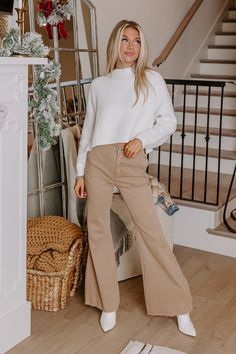 - The cutest flares of the season are a must-have for your trendy wardrobe! - Unlined stretchy denim material - A waistline with a hidden zip fly and button closure - Functional side and back pockets - A flattering silhouette that ends in raw cut floor length flared hemlines Measurements S : Front Rise 12", Hip 34", Inseam 30.5", Length 41.5", Waist 27". M : Front Rise 12.5", Hip 35", Inseam 31", Length 42", Waist 28". L : Front Rise 13", Hip 36", Inseam 32", Length 43", Waist 29". Flare Jeans For Workwear In Fall, Wide Leg Brown Flare Jeans For Work, Beige High Waist Flare Jeans For Fall, Beige Wide Leg Flare Jeans For Work, Stretch Wide Leg Flare Jeans For Fall, Casual Beige Flare Jeans For Work, Chic Flare Jeans For Fall, Chic Flare Pants For Fall, Stretch Flare Jeans For Fall Workwear