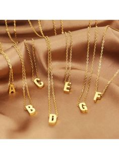 Gold  Collar  Stainless Steel   Embellished   Women Fashion Jewelry Letters Necklace, Letter Pendant Necklace, Women Pendant, Gold Collar, Watches Women Fashion, Necklace Women, Heart Wallpaper, Letter Pendants, A To Z