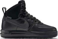 Nike Black Waterproof Sports Boots, Nike Black Waterproof Boots For Sports, Black Synthetic Ankle Waterproof Boots, Modern Black Winter Boots, Nike Waterproof High-top Boots, Nike High-top Boots With Boost Midsole, Nike High-top Waterproof Boots, Modern Black Synthetic Boots, Nike High-top Winter Boots