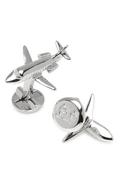 A modest start to your jet collection, these sterling silver cuff links will inspire you to wealth and achievement, from boardroom to landing strip. 3/4" x 1" Fixed back Sterling silver Imported Landing Strip, Pearl Cufflinks, Round Logo, Stud Set, Branded Gifts, Silver Cufflinks, Private Jet, Sterling Silver Cuff, Cuff Links