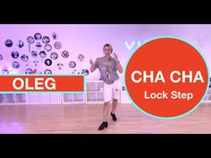 a man standing on top of a wooden floor in front of a sign that says cha cha lock step