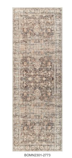 the area rug is shown in beige and brown tones