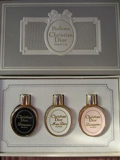 Vintage Christian Dior Mini Bottle Set "Miss Dior", "Diorama", "Diorissimo" Parfums Fragrance Bottles, Mini Bottle, Vintage Christian Dior, Antique Perfume, Vintage Perfume Bottles