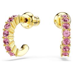 Essential to any wardrobe, these pierced mini hoops can add a vivid touch of luxury to your work or weekend look. Each piece is gold-tone plated and radiantly adorned with a pavé of pink crystals for instant impact. A go-to favorite you can wear time and time again. Pink Watch, Pink Swarovski, Mini Hoop Earrings, Crystal Hoop Earrings, Rose Gold Watches, Earrings Round, Time And Time Again, Swarovski Earrings, Pink Earrings