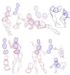 some sketches of people doing different things in the same direction, with one person reaching for something