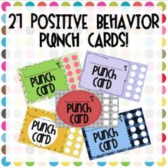 some sort of cards with words on them that say, positive behavior punch cards?