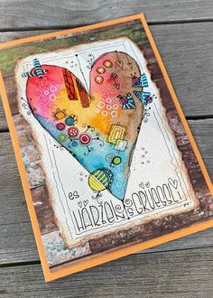 a handmade card with an image of a heart on it and the words happy birthday