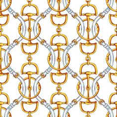 an abstract gold and silver chain link pattern on a white background with clippings