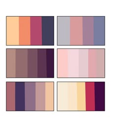 four different shades of purple and orange are shown in the same color scheme, each one is