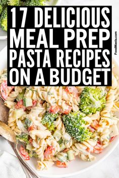 a white plate topped with pasta and broccoli