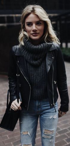 leather jacket outfits women biker outfit jackets style moto spring winter jeans choose board street blue trending coat summer Moto Jacket Outfit, Black Leather Jacket Outfit, Trendy Party Outfits, Jacket Outfit Women, Casual Party Outfit, Mode Boho, Cute Spring Outfits, Spring Fashion Outfits