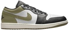 Design: Genuine leather in the upper offers durability and a premium look Encapsulated Air-Sole unit provides lightweight cushioning Solid rubber outsole enhances traction on a variety of surfaces Olive Outfit, Olive Clothing, Basketball Gear, Low Shoes, Air Jordan 1 Low, Jordan 1 Low, Jordans For Men, Mens Basketball, Air Jordan 1