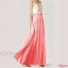 Qteee - Elegant Knee-Length A-line Skirt - Enchanting Solid Color Chiffon Dress for Bridesmaids Bridesmaid Maxi Skirt, Skirt Type, Types Of Skirts, Chiffon Dress, A Line Skirt, Formal Occasion, A Line Skirts, Lace Detail, Tulle Skirt