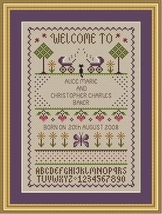 a cross stitch pattern with the words welcome