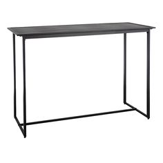 a metal and wood console table with black top on an isolated white background for use as a side table