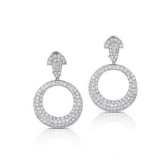 Pave Diamond Door Knocker Earrings Modern Diamond White Diamond Earrings With Pave Setting, Modern Diamond White Earrings With Pave Setting, Door Knocker Earrings, Pave Earrings, Gold Door, Earring Collection, Rare Gems, Door Knocker, Fine Jewelry Designers