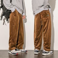 Corduroy Pants Men, Casual Pants Style, Fall Pants, Men Trousers, Men Pants, Brown Pants, Summer Pants, Baggy Pants, Pantalon Large