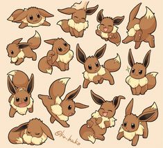 a bunch of cute little pokemons with different poses and expressions for each character in the game