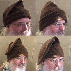 This Tubular knit hat is able to be worn a variety of ways. Can be doubled with a tapered flap hanging to one side of the head or folded completely in and turned up around the brim for 4 layers of warm wool around the ears. The pattern I have developed is based on a hat recovered from the "Machault" ship This medium weight hat is period accurate for the17th century, 18th century-mid 19th century and today! Bartlett 100% wool Sports weight yarn is used for this hand knit toque (also called a Fren Men With Hats, Cool Hats For Men, Best Hats For Men, Mountain Man Clothing, Coveralls Workwear, Knit Toque, Wooly Hats, Santa Outfit, Winter Hats For Men