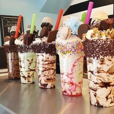 there are many different types of ice creams in cups